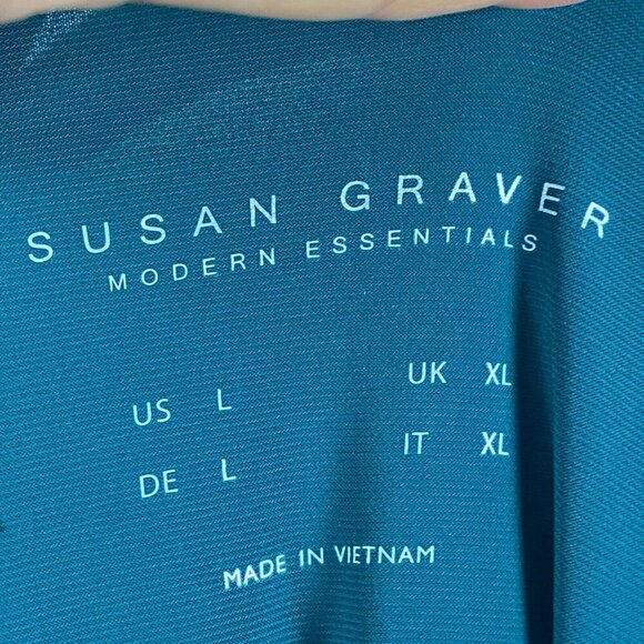 Susan Graver Modern Essentials Liquid Knit Tunic Size L Green 3/4 Sleeve - Picture 4 of 9